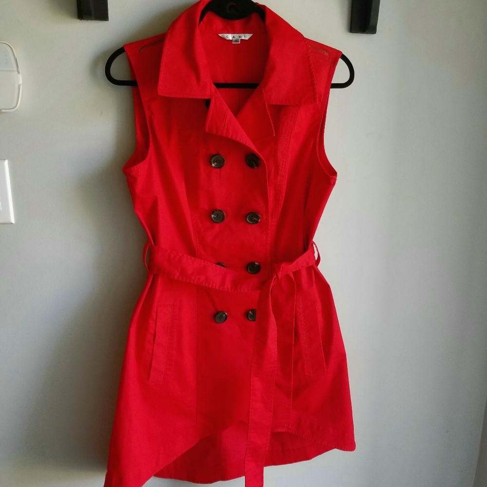 👗CABI RED SLEVELESS DRESSCOAT. - Picture 2 of 16